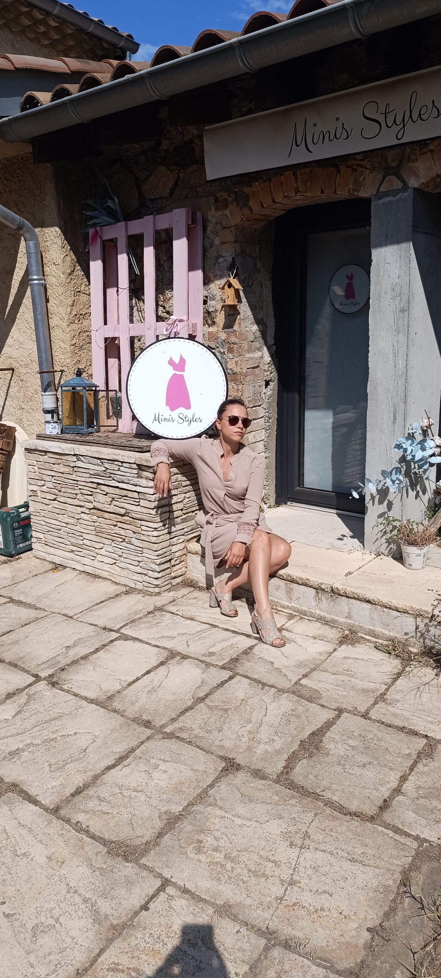 Robe midi fluide taupe