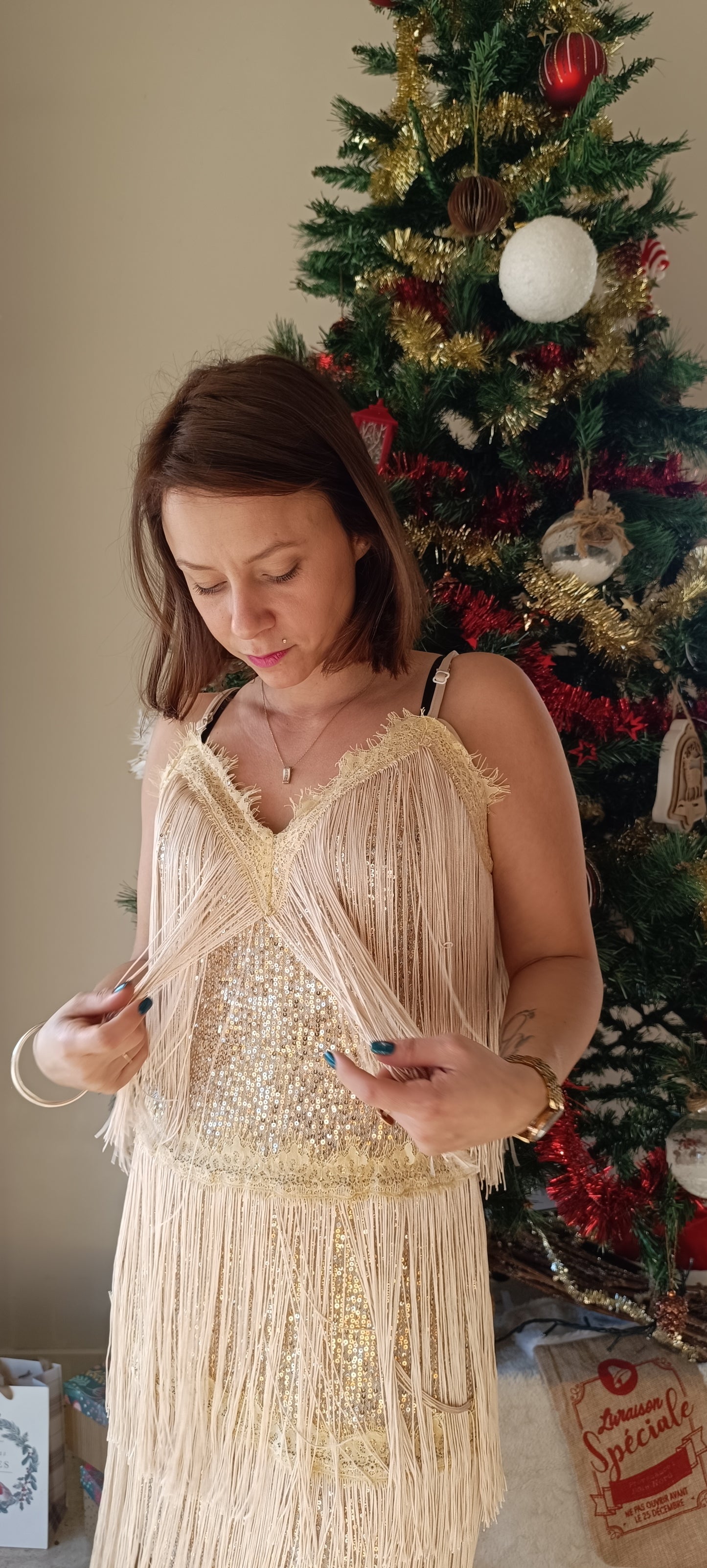 Robe a sequin Dorée fêtes 2024