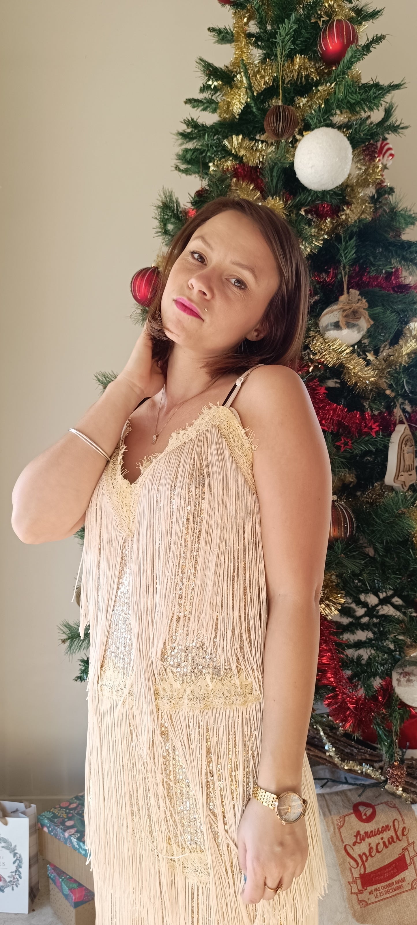 Robe a sequin Dorée fêtes 2024