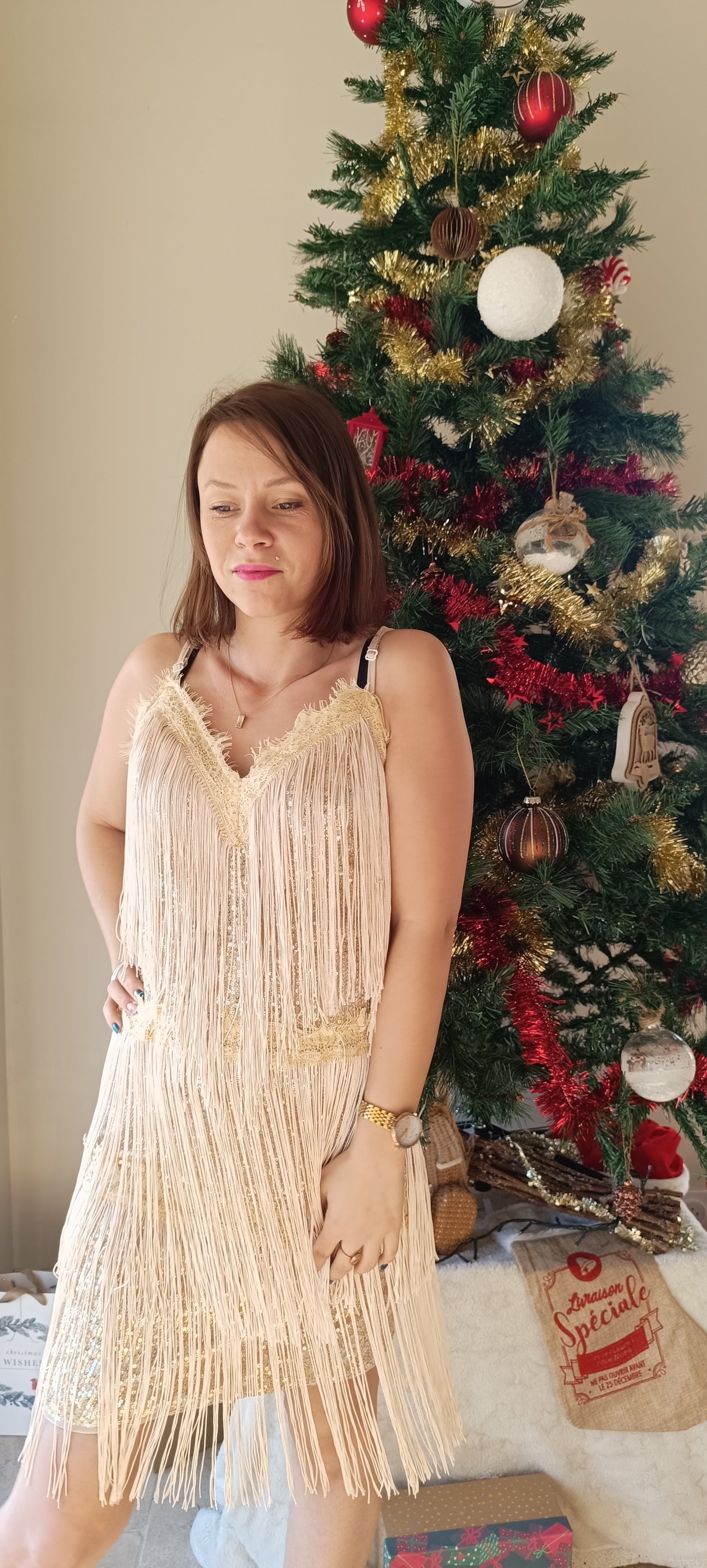 Robe a sequin Dorée fêtes 2024