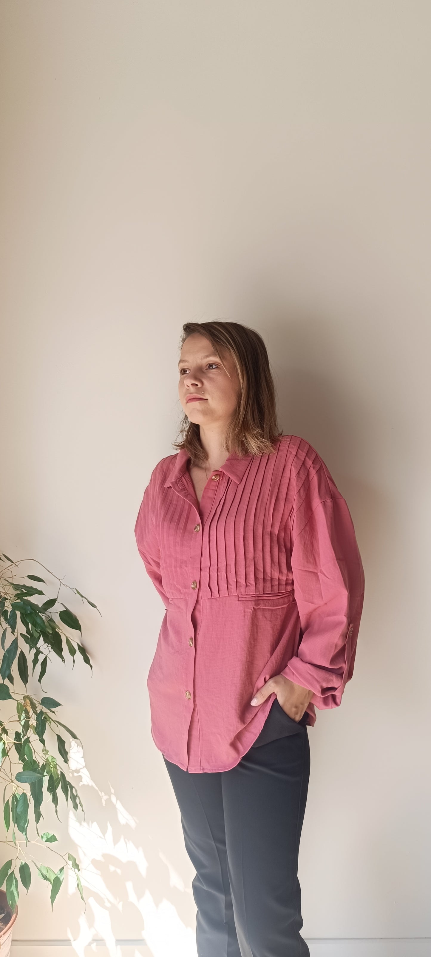 Chemise élégante vieux rose