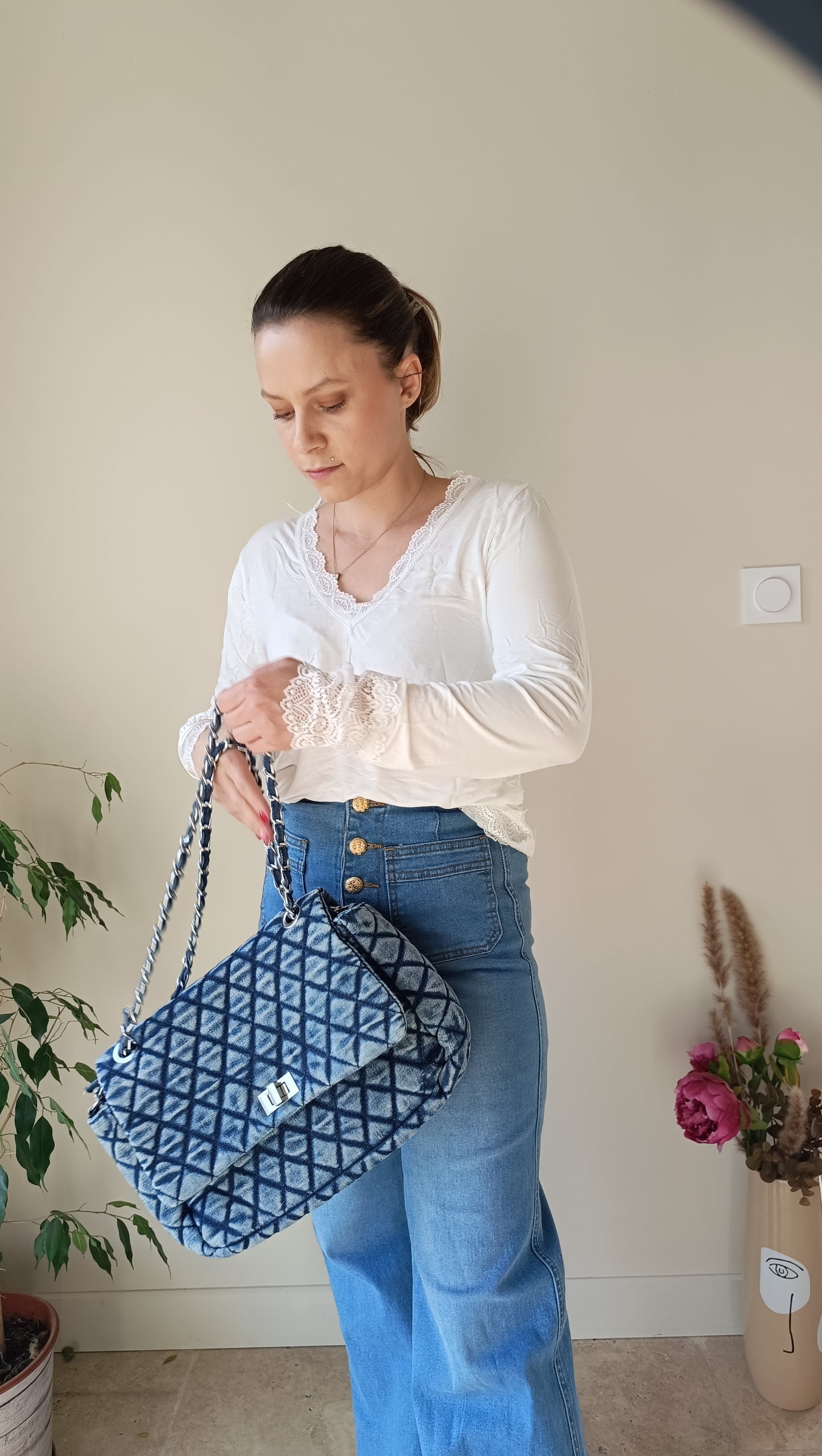 Sac a main en jean avec bandouliere inspi Chanel