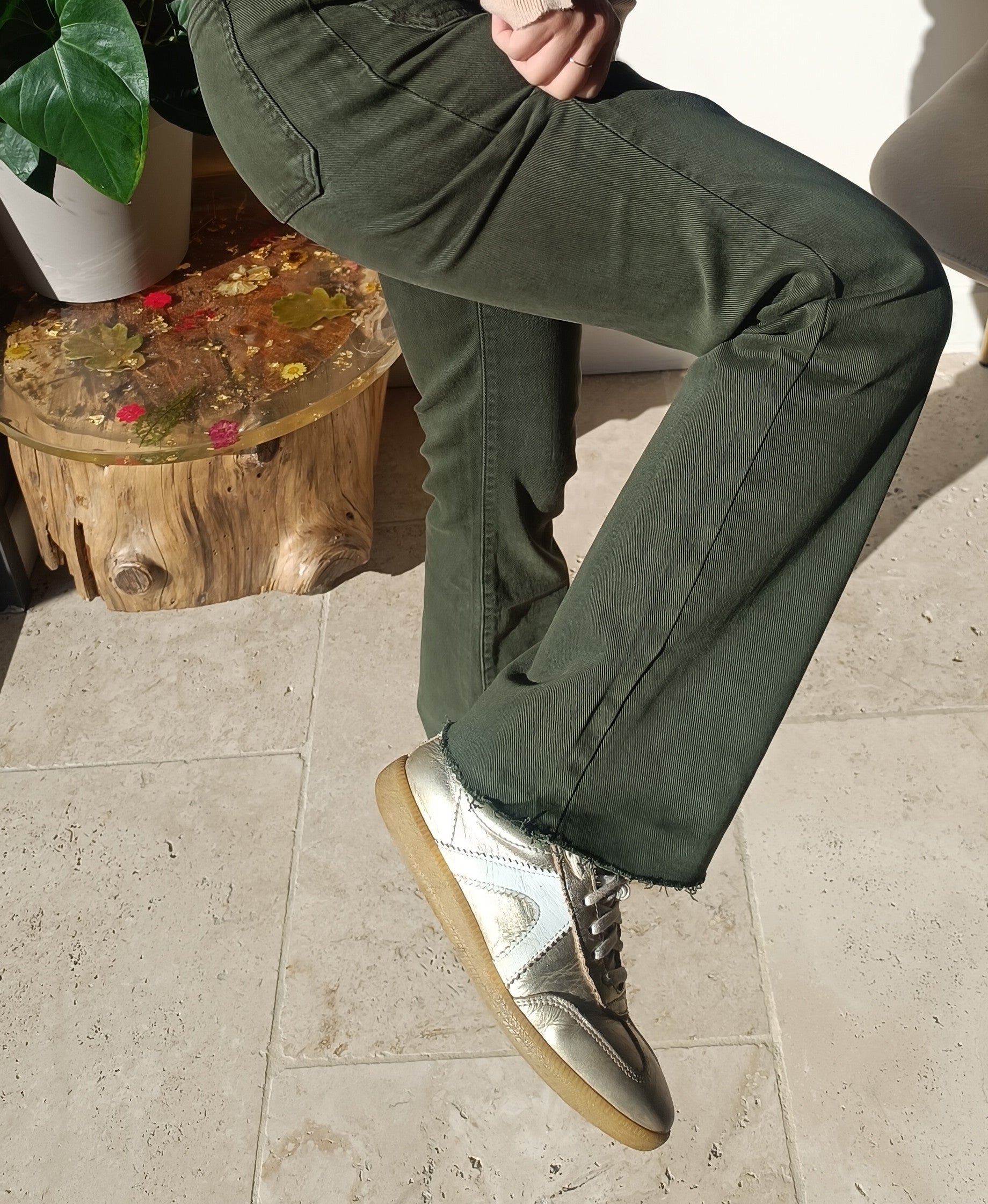 Jeans parfait kaki coupe droite