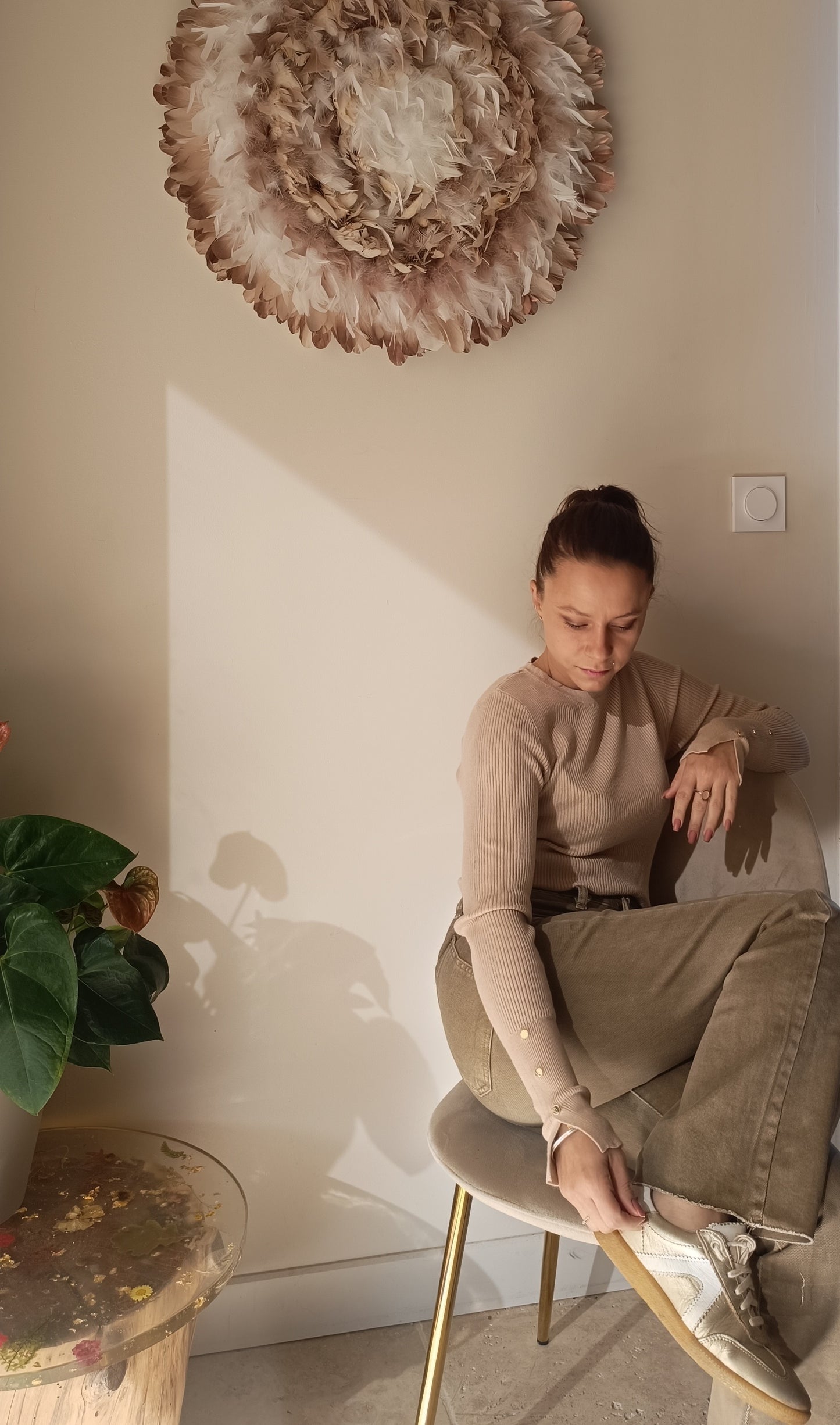 Jeans parfait taupe découpe laser