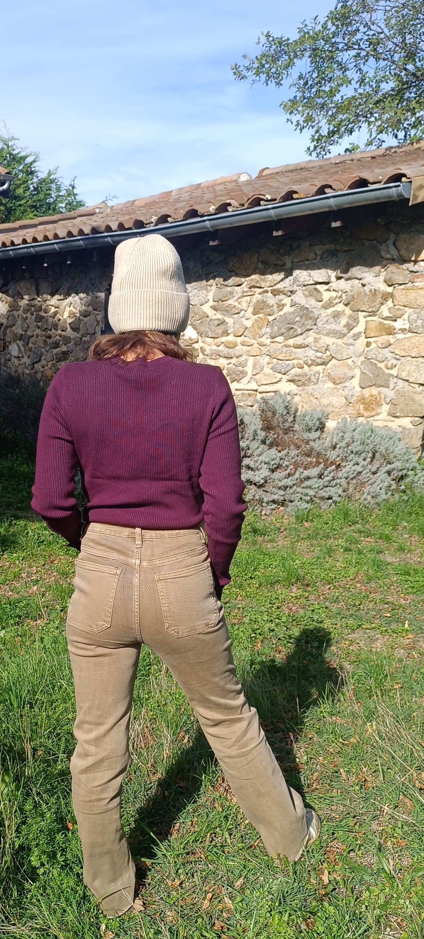 Jeans taupe coupe droite