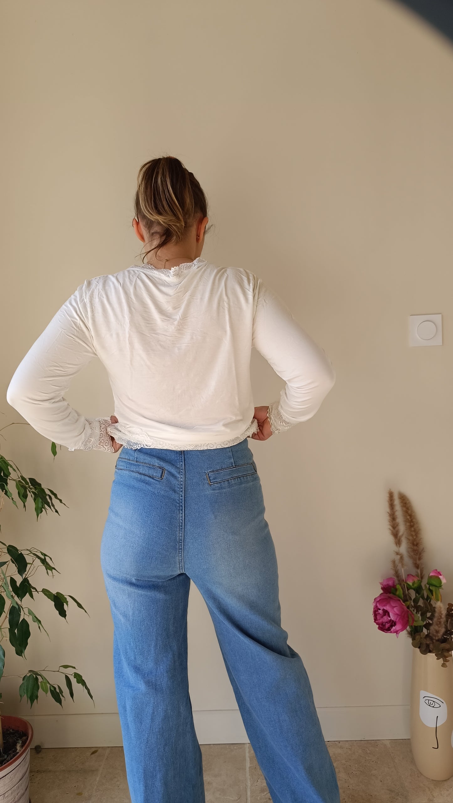 Jean large taille haute