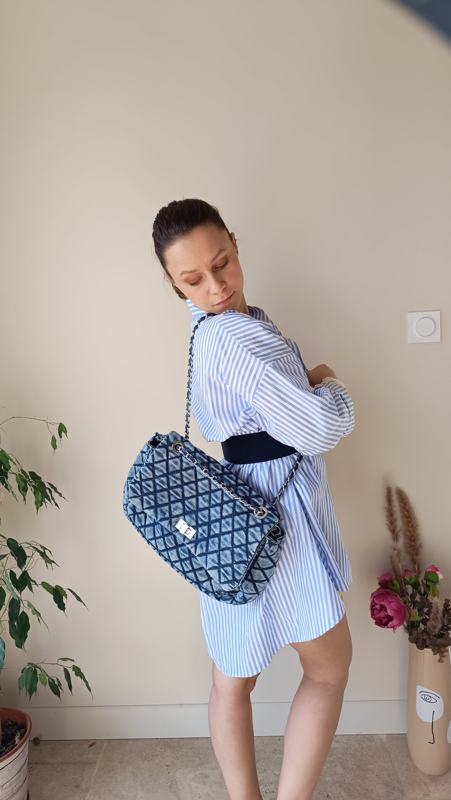 Sac a main en jean avec bandouliere inspi Chanel