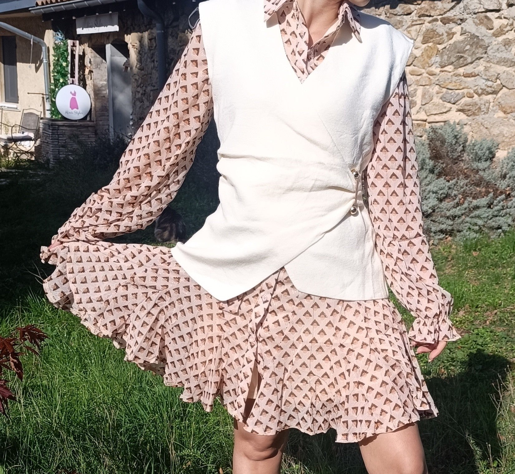 Pull sans manches écru Minis Styles