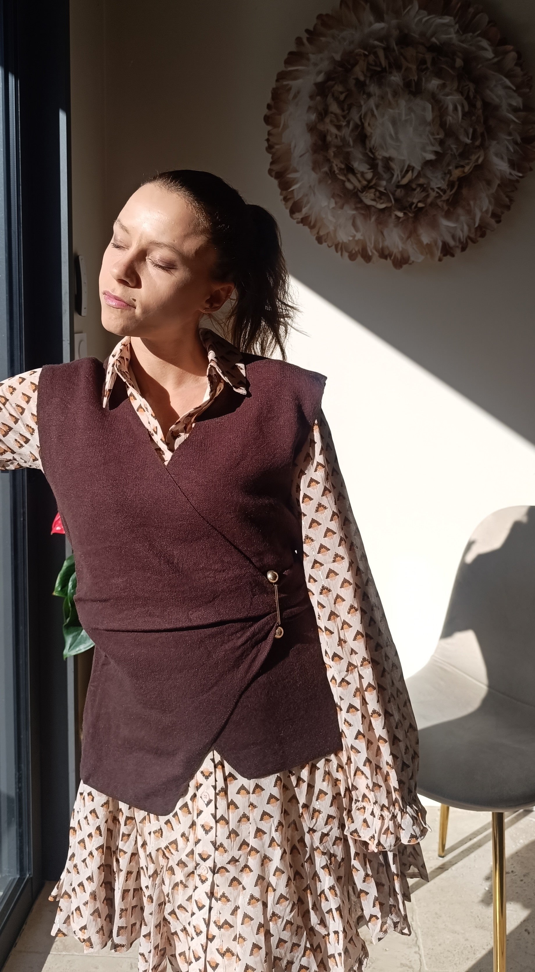 Gilet sans manches marron