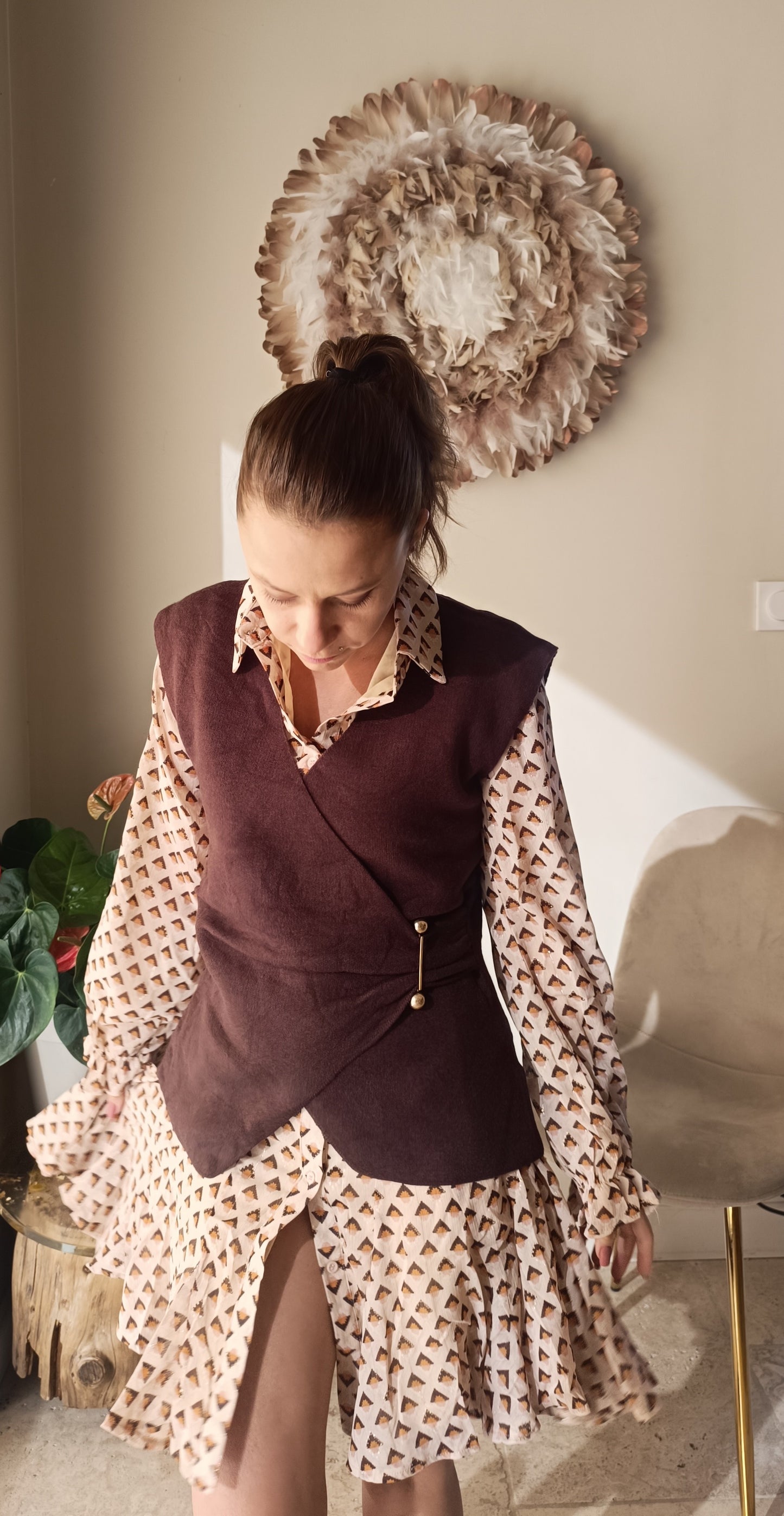 pull sans manches marron Minis Styles