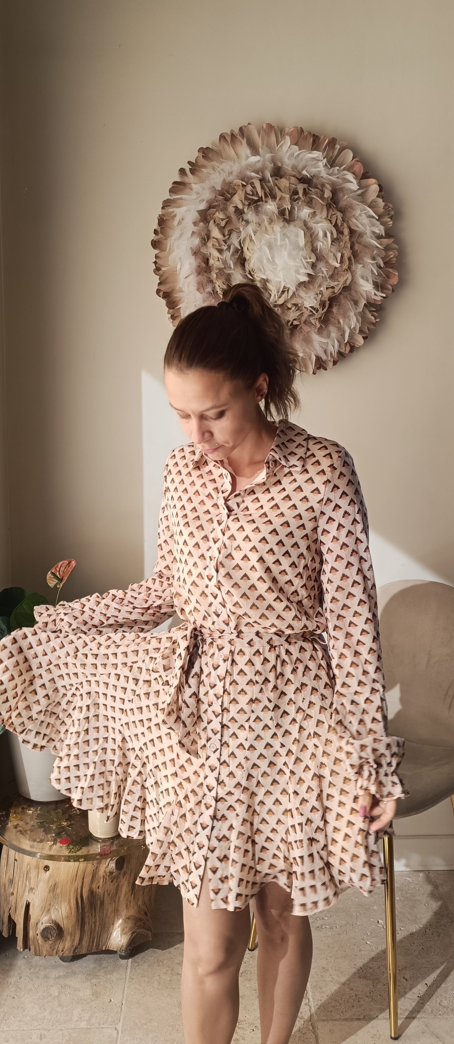 Robe d'automne fluide à manches longues