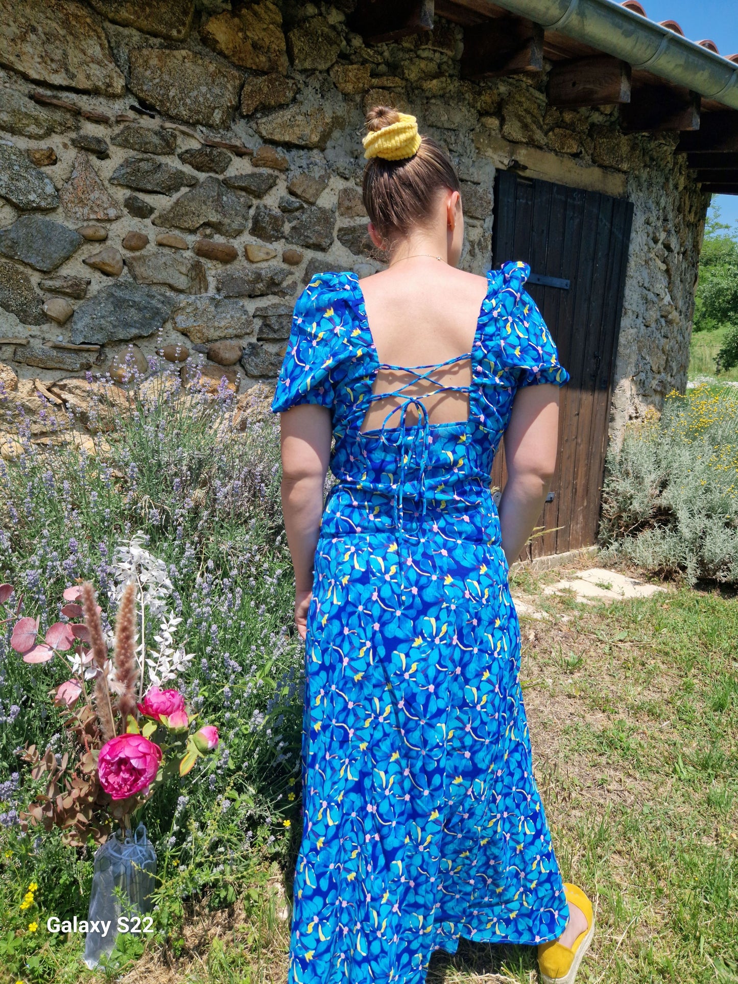 Robe romantique bleu fleurie