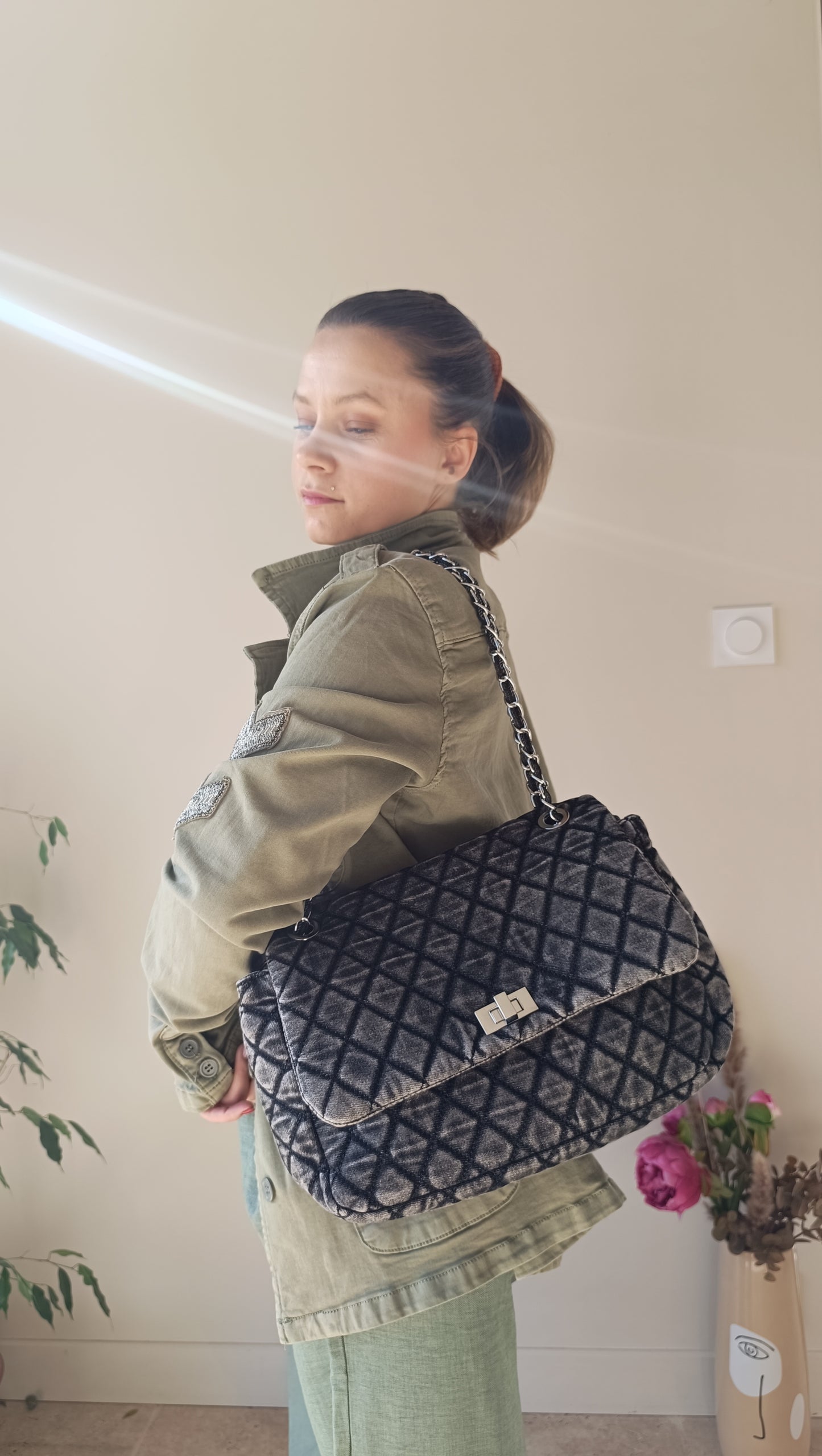 Sac a main en jean avec bandouliere inspi Chanel