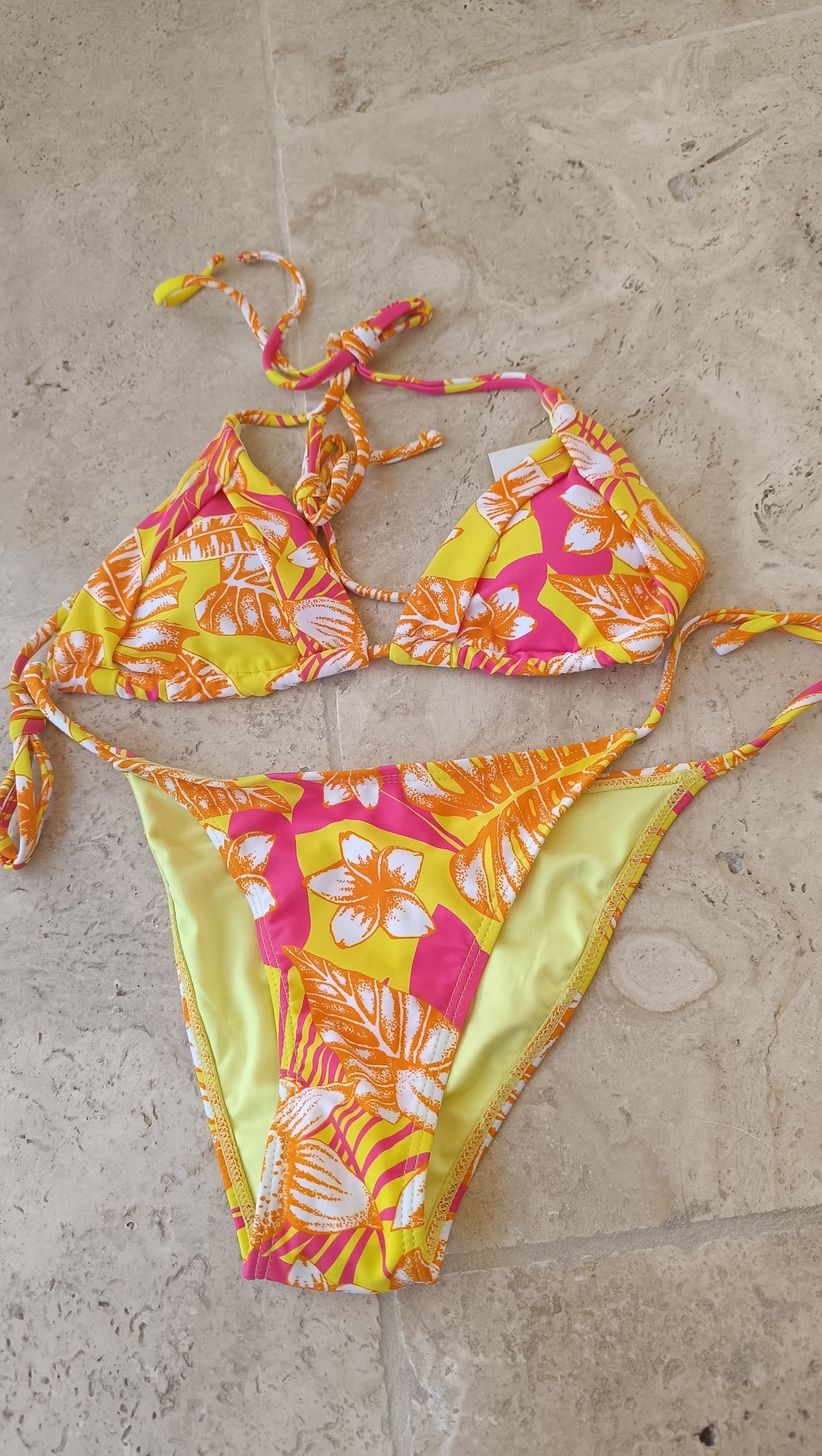 Bikini ajustable orangé a motif