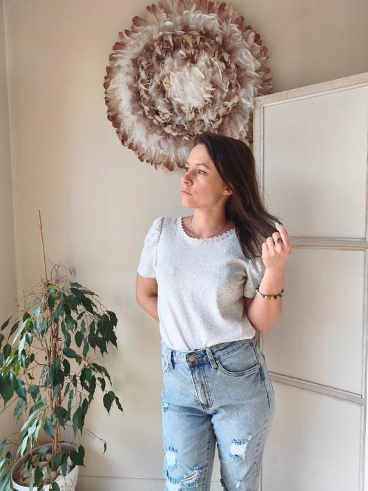 Tee-shirt gris dos nu réversible