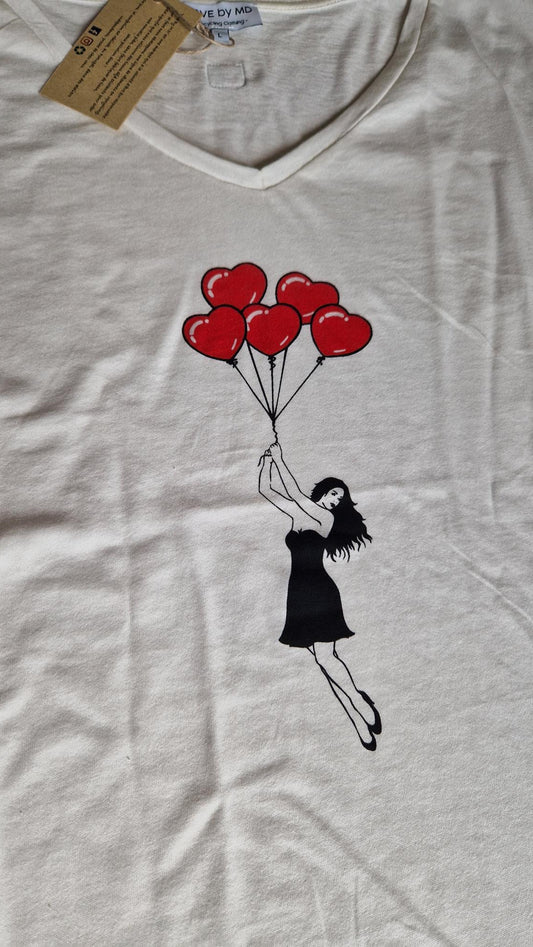 Tee-shirt Upcyclé "mon coeur s'envole"