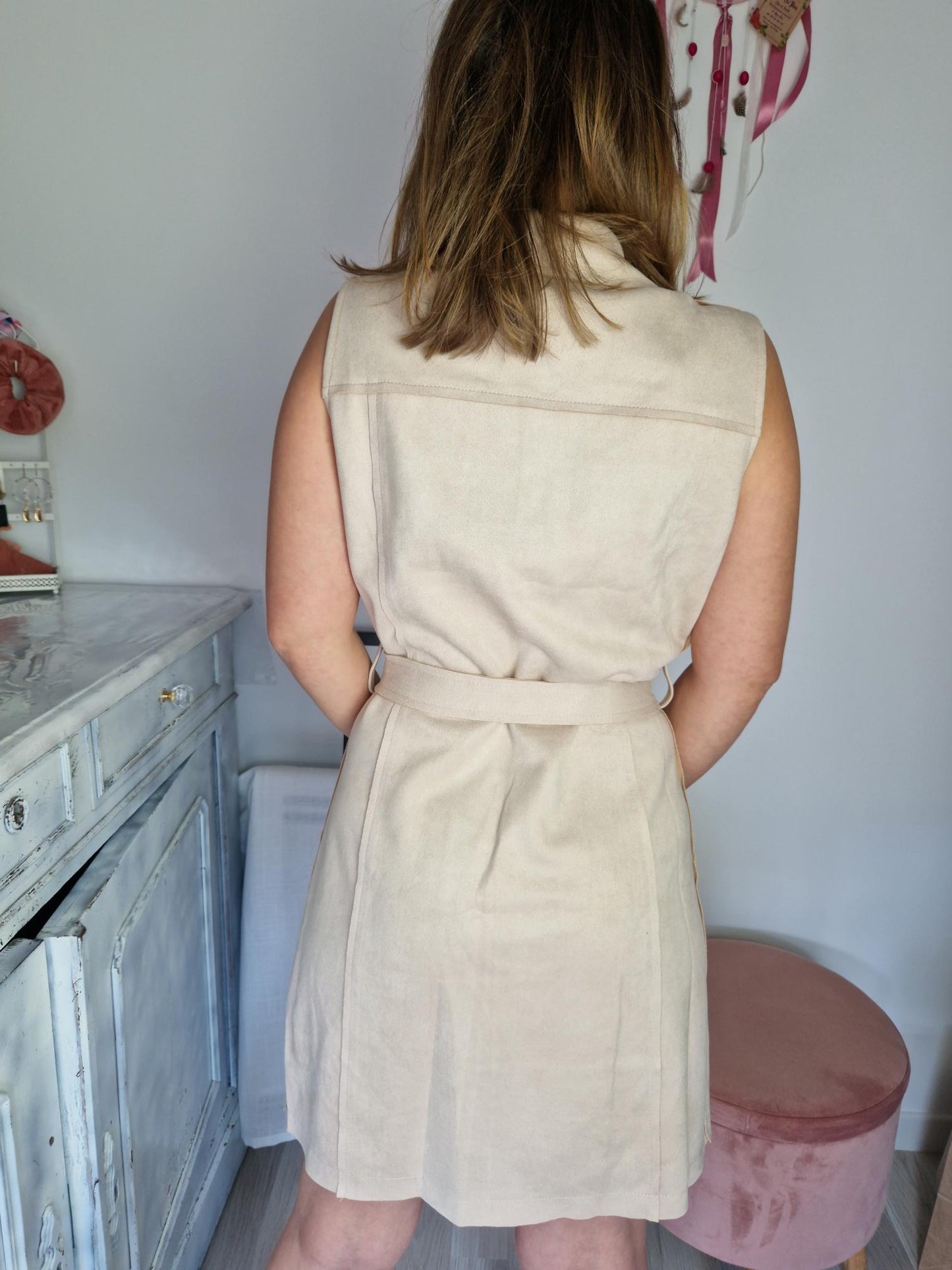 Robe chemise suédine a manche courte