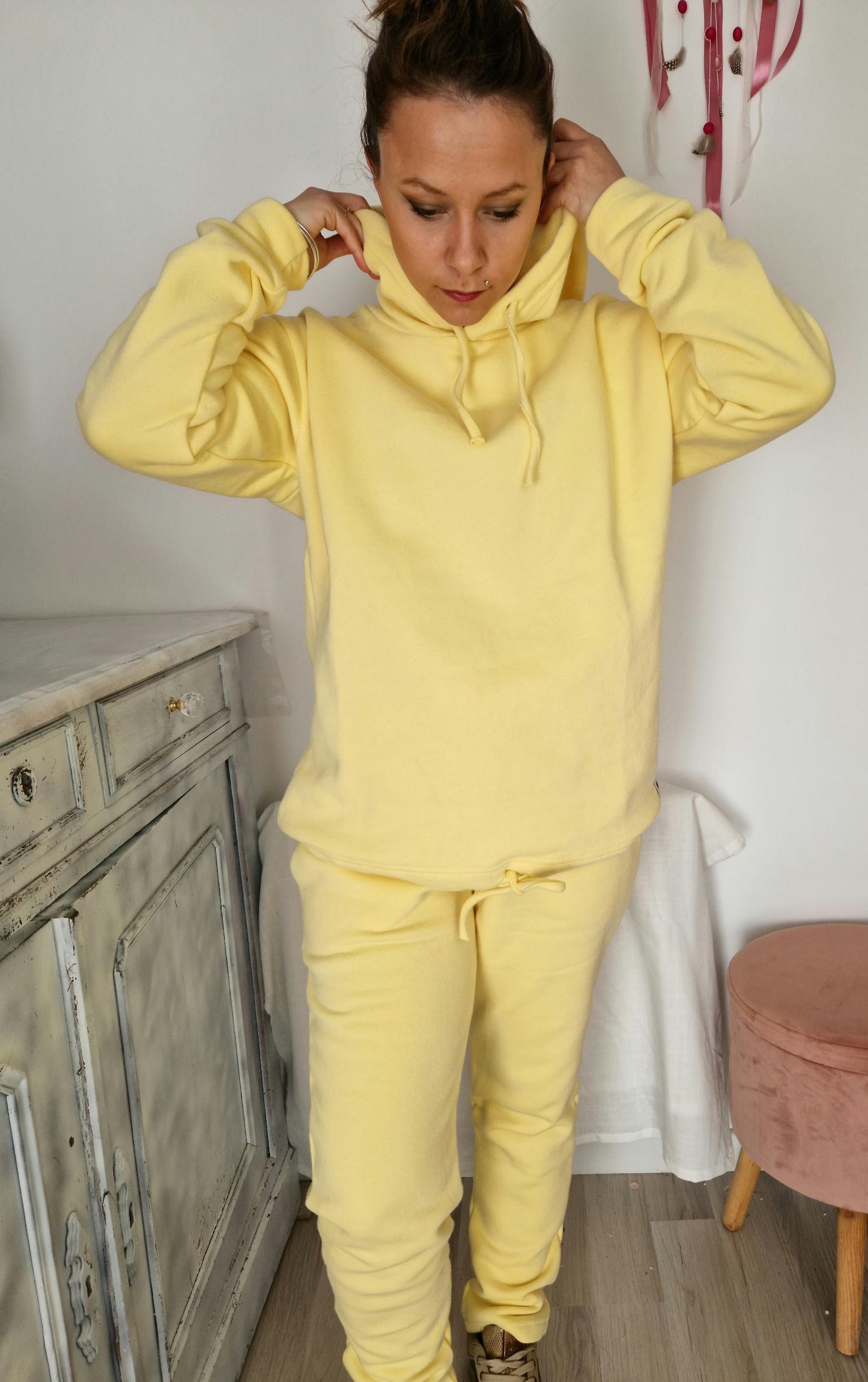 Sweat upcyclé Oversize Jaune